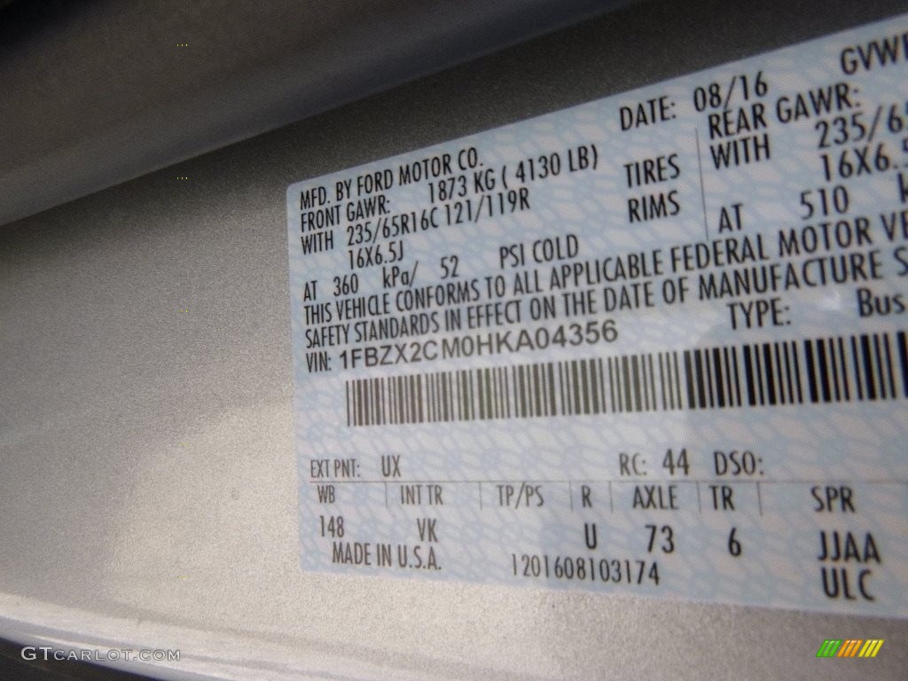 2017 Transit Color Code UX for Ingot Silver Photo #115638875