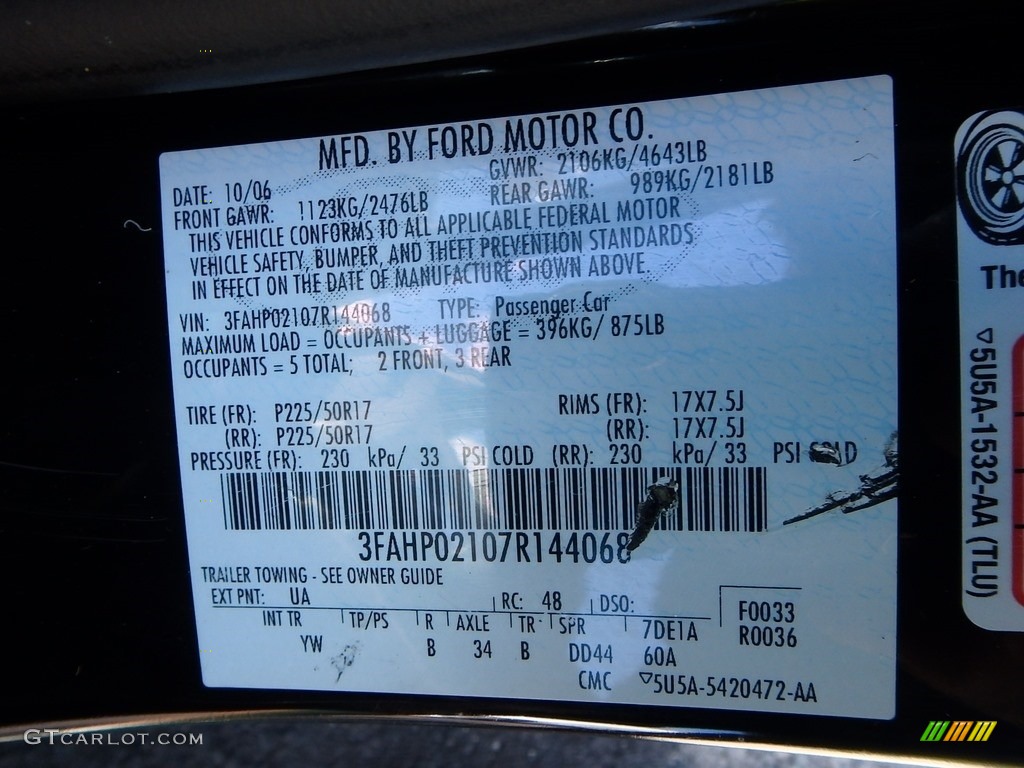2007 Fusion SEL V6 AWD - Black / Charcoal Black photo #14