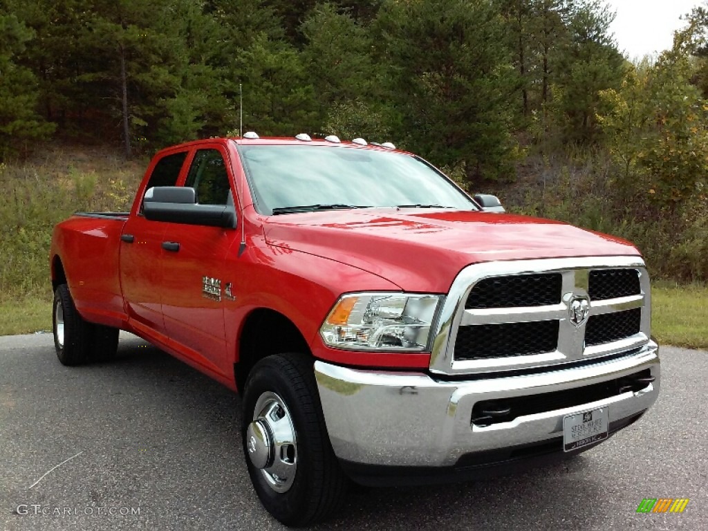 Flame Red 2017 Ram 3500 Tradesman Crew Cab 4x4 Dual Rear Wheel Exterior Photo #115649390