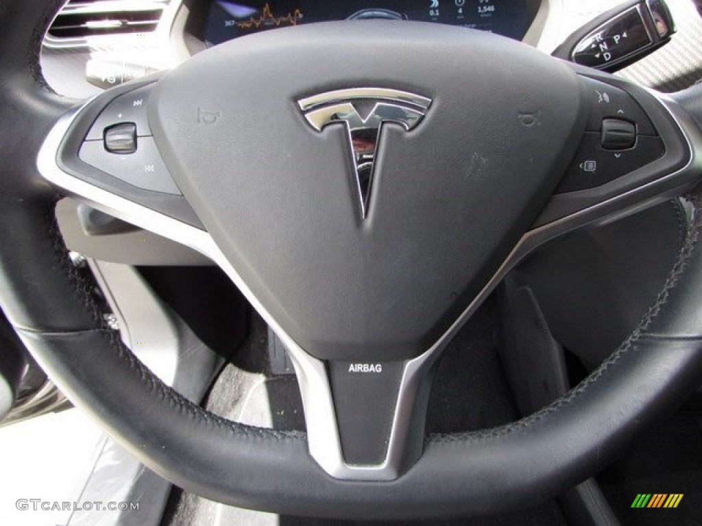 2013 Tesla Model S P85 Performance Black Steering Wheel Photo #115655759