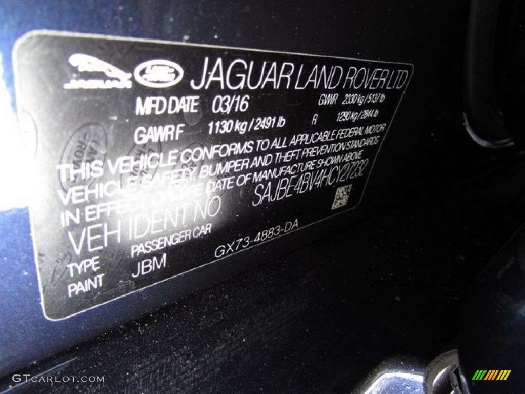 2017 XF 35t Prestige - Dark Sapphire Blue / Light Oyster photo #18