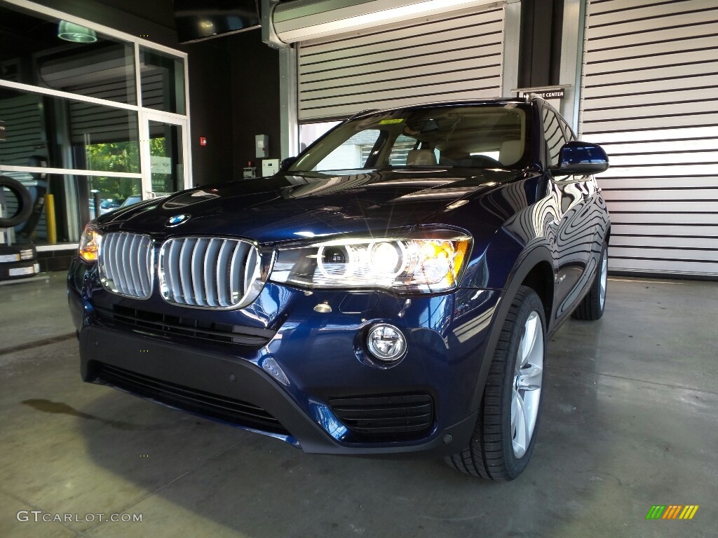 2017 X3 xDrive28i - Deep Sea Blue Metallic / Sand Beige/Black photo #2