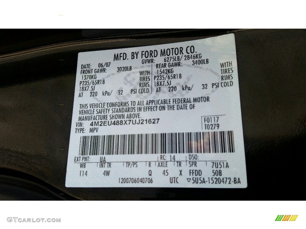 2007 Mountaineer Premier AWD - Black / Charcoal Black photo #8