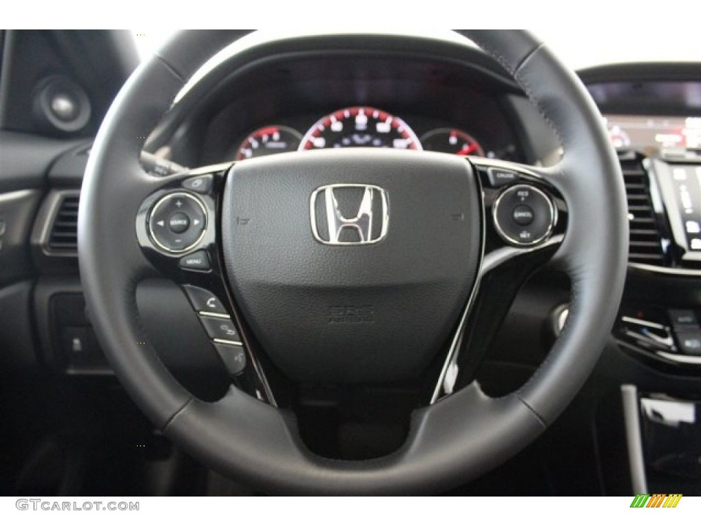 2017 Honda Accord EX-L V6 Coupe Black Steering Wheel Photo #115681879