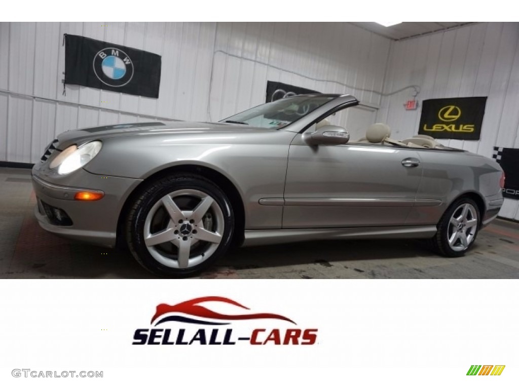 2005 CLK 500 Cabriolet - Diamond Silver Metallic / Ash photo #1