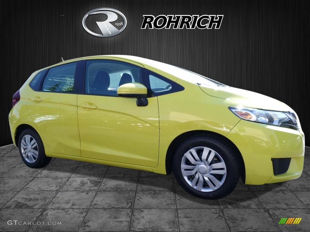 2015 Fit LX - Mystic Yellow Pearl / Black photo #1