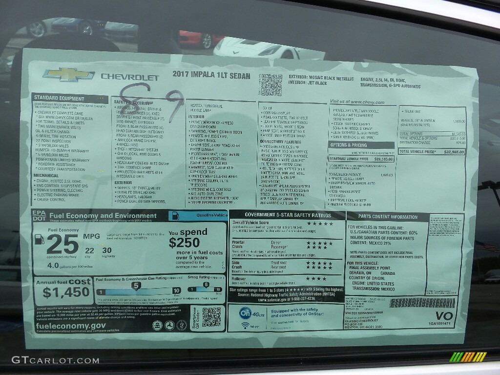 2017 Chevrolet Impala LT Window Sticker Photo #115705353