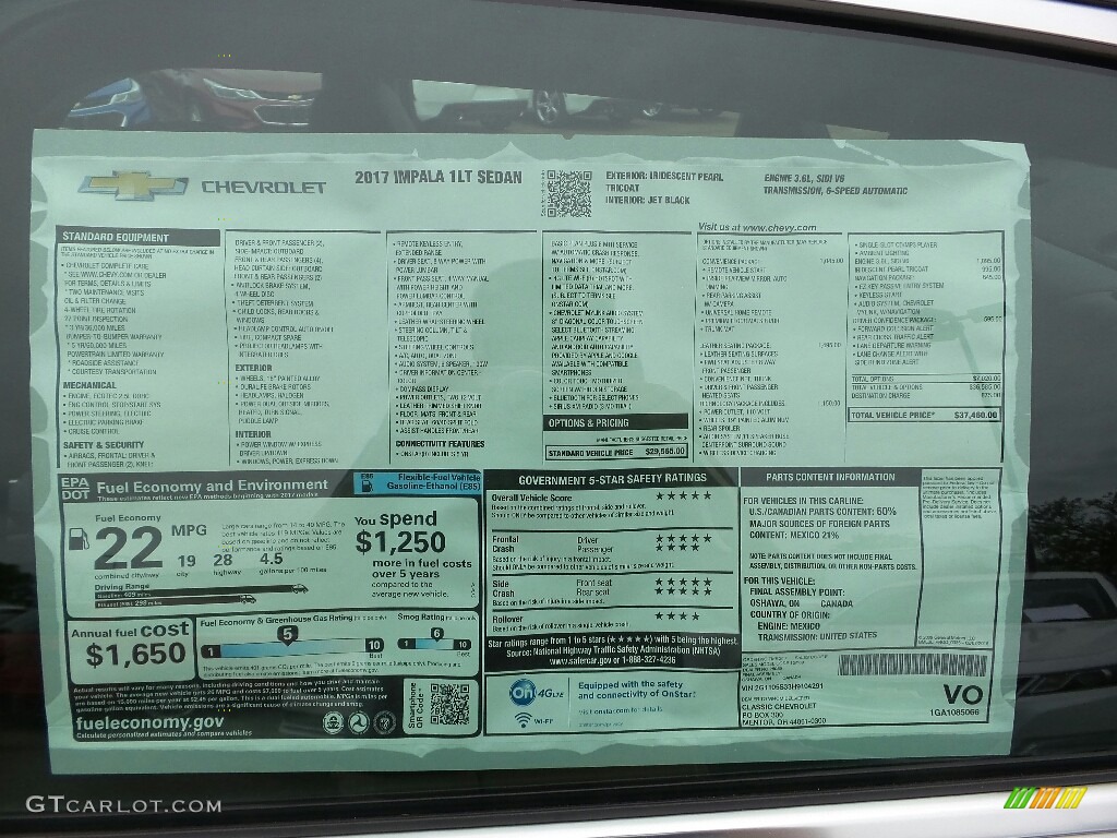 2017 Chevrolet Impala LT Window Sticker Photo #115708545