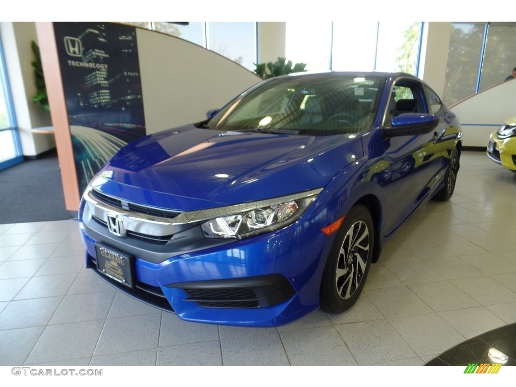 2016 Civic LX-P Coupe - Aegean Blue Metallic / Black/Gray photo #1