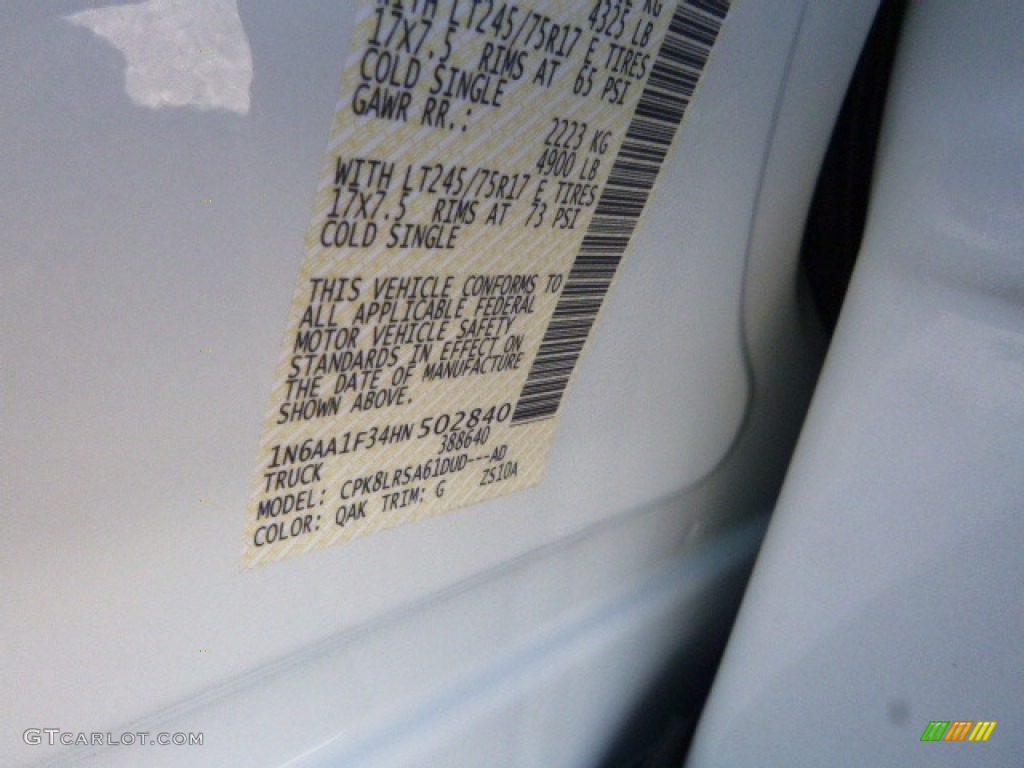 2017 TITAN XD Color Code QAK for Glacier White Photo #115717251