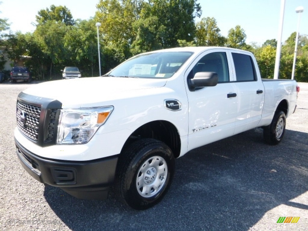 2017 TITAN XD S Crew Cab 4x4 - Glacier White / Black photo #11