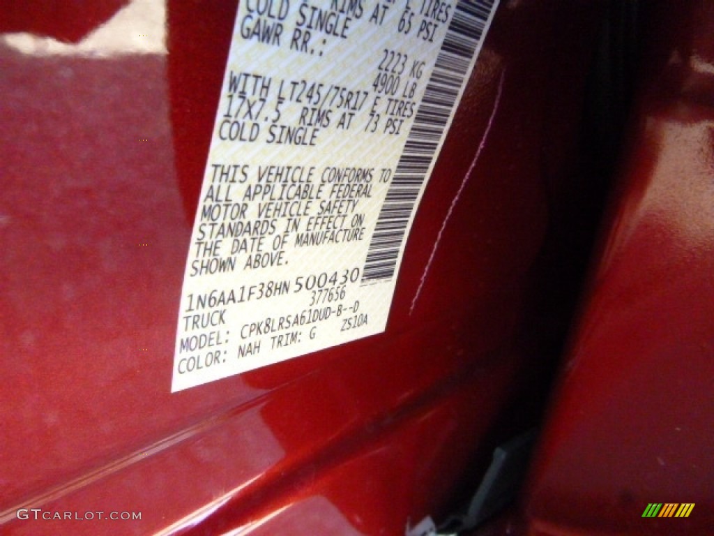 2017 TITAN XD Color Code NAH for Cayenne Red Photo #115719846