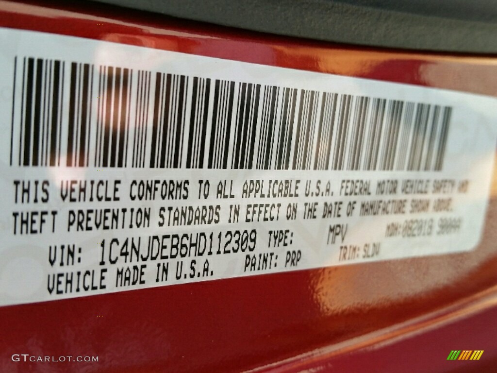 2017 Compass Color Code PRP for Deep Cherry Red Crystal Pearl Photo #115722514