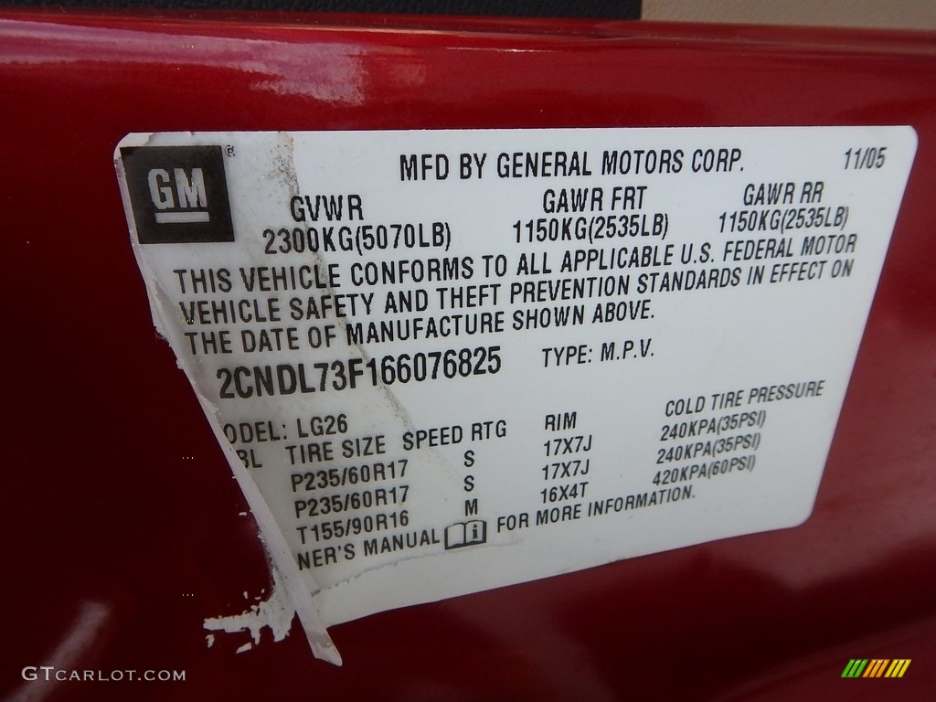 2006 Equinox LT AWD - Salsa Red Metallic / Light Cashmere photo #29
