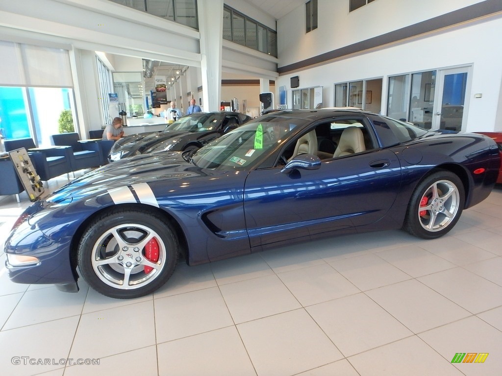 2001 Corvette Coupe - Navy Blue Metallic / Light Oak photo #1