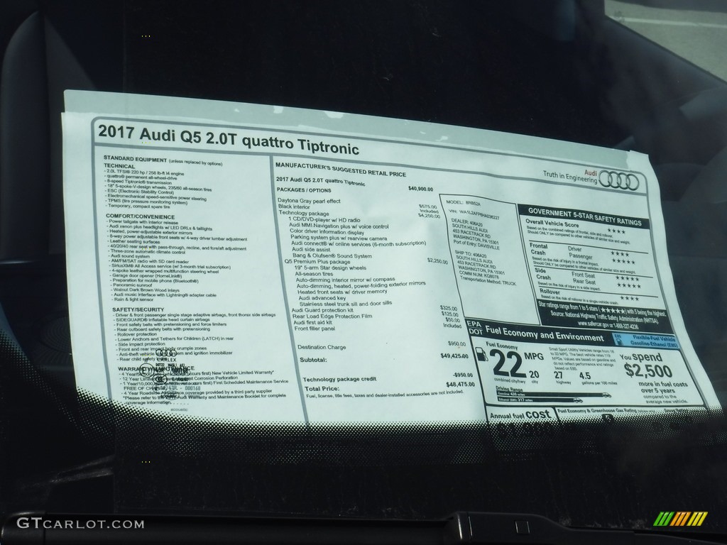 2017 Q5 2.0 TFSI Premium Plus quattro - Daytona Gray Pearl / Black photo #9