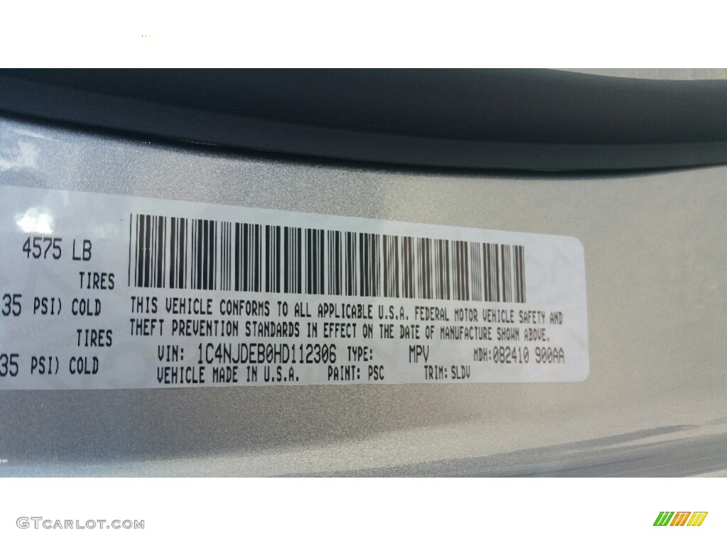 2017 Compass Color Code PSC for Billet Silver Metallic Photo #115788032