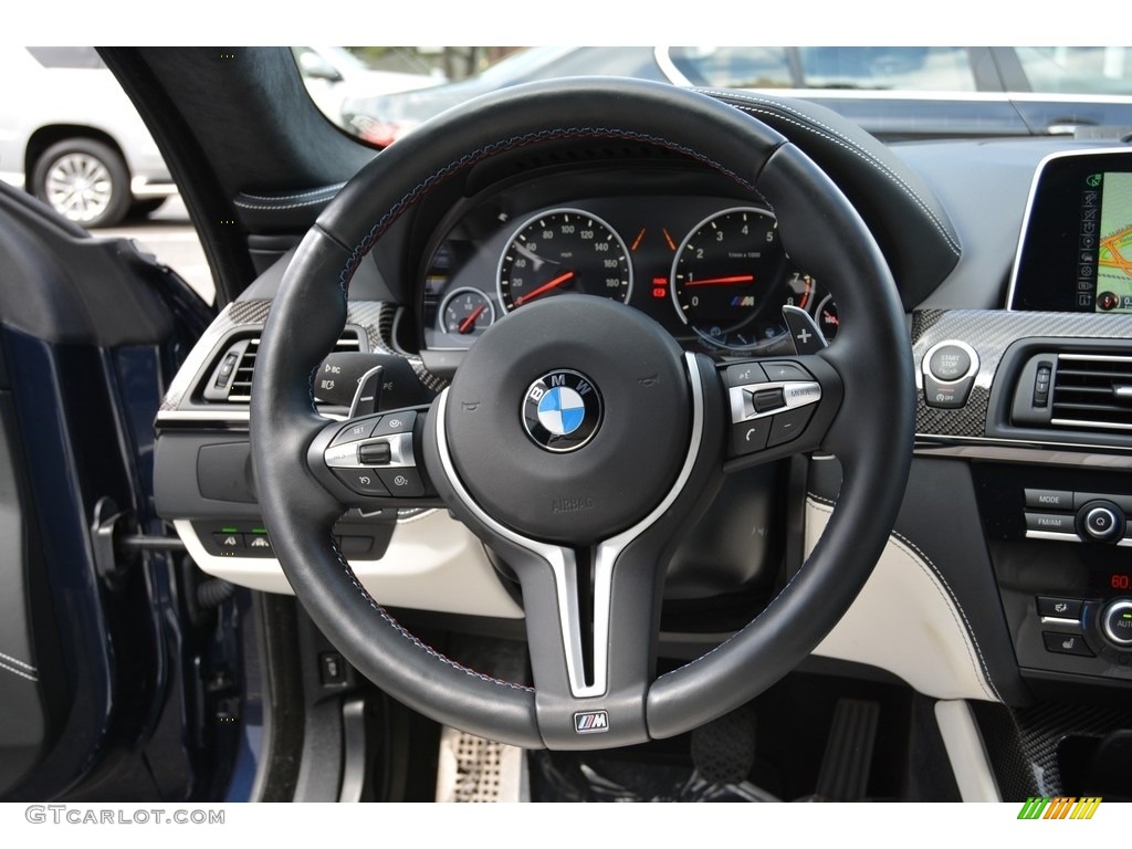 2016 BMW M6 Gran Coupe BMW Individual Opal White Steering Wheel Photo #115798938