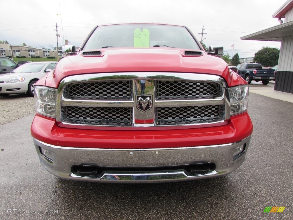 2011 Ram 1500 Laramie Crew Cab 4x4 - Flame Red / Light Pebble Beige/Bark Brown photo #3