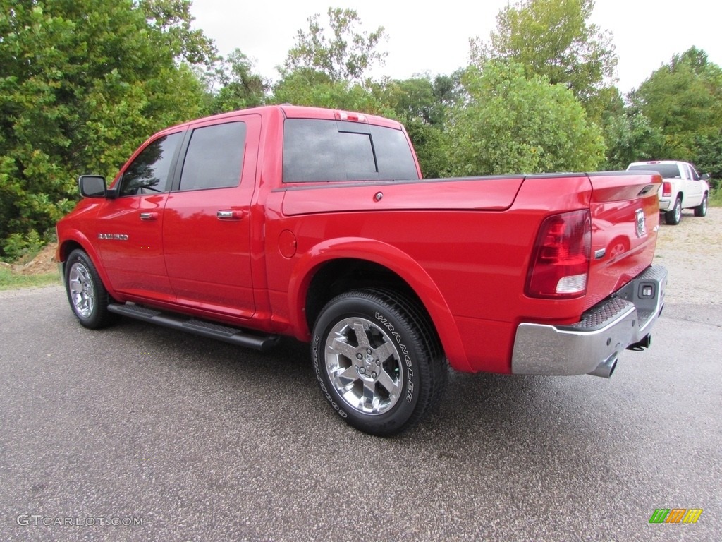 2011 Ram 1500 Laramie Crew Cab 4x4 - Flame Red / Light Pebble Beige/Bark Brown photo #5