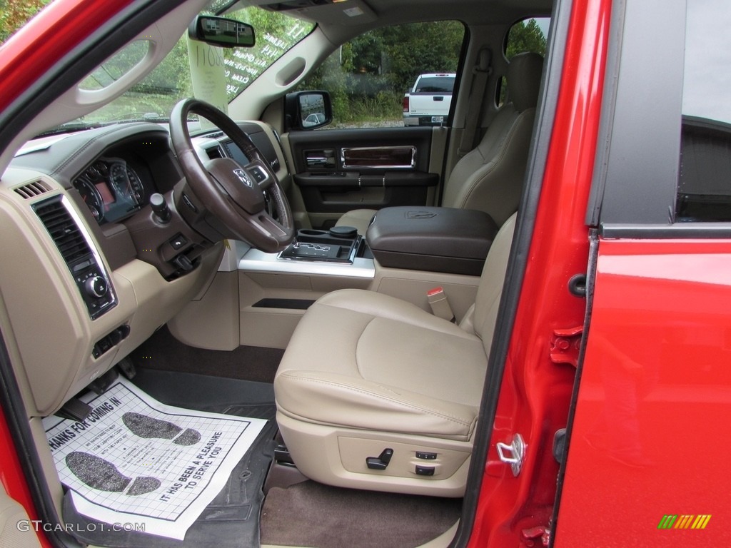 2011 Ram 1500 Laramie Crew Cab 4x4 - Flame Red / Light Pebble Beige/Bark Brown photo #41