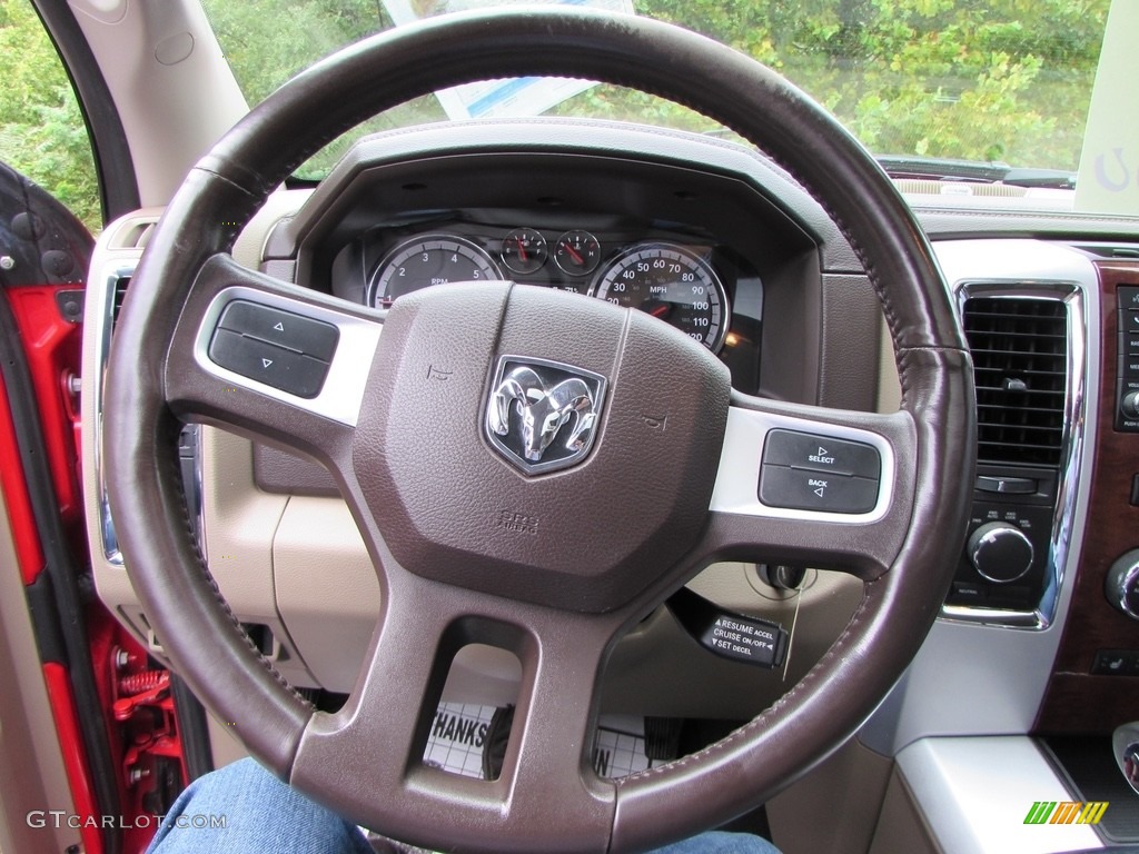 2011 Ram 1500 Laramie Crew Cab 4x4 - Flame Red / Light Pebble Beige/Bark Brown photo #55