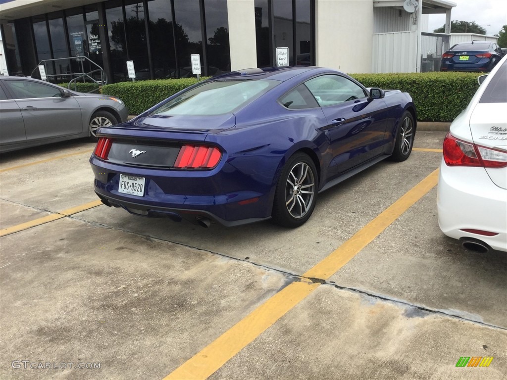 2015 Mustang EcoBoost Premium Coupe - Deep Impact Blue Metallic / 50 Years Raven Black photo #3