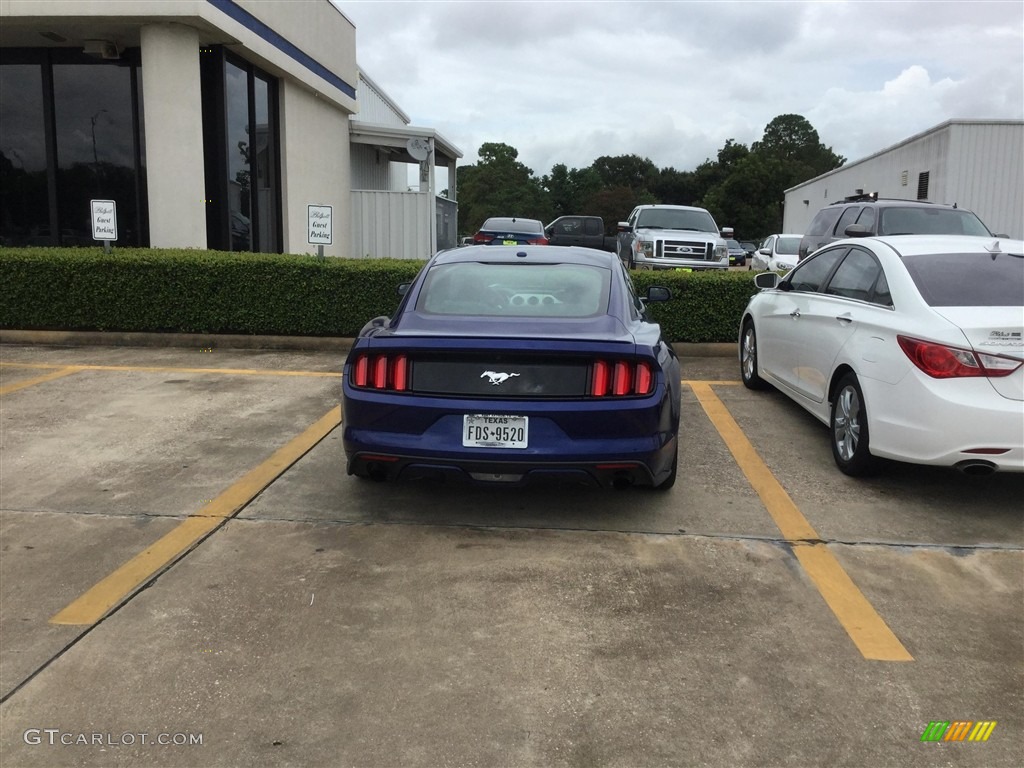 2015 Mustang EcoBoost Premium Coupe - Deep Impact Blue Metallic / 50 Years Raven Black photo #4