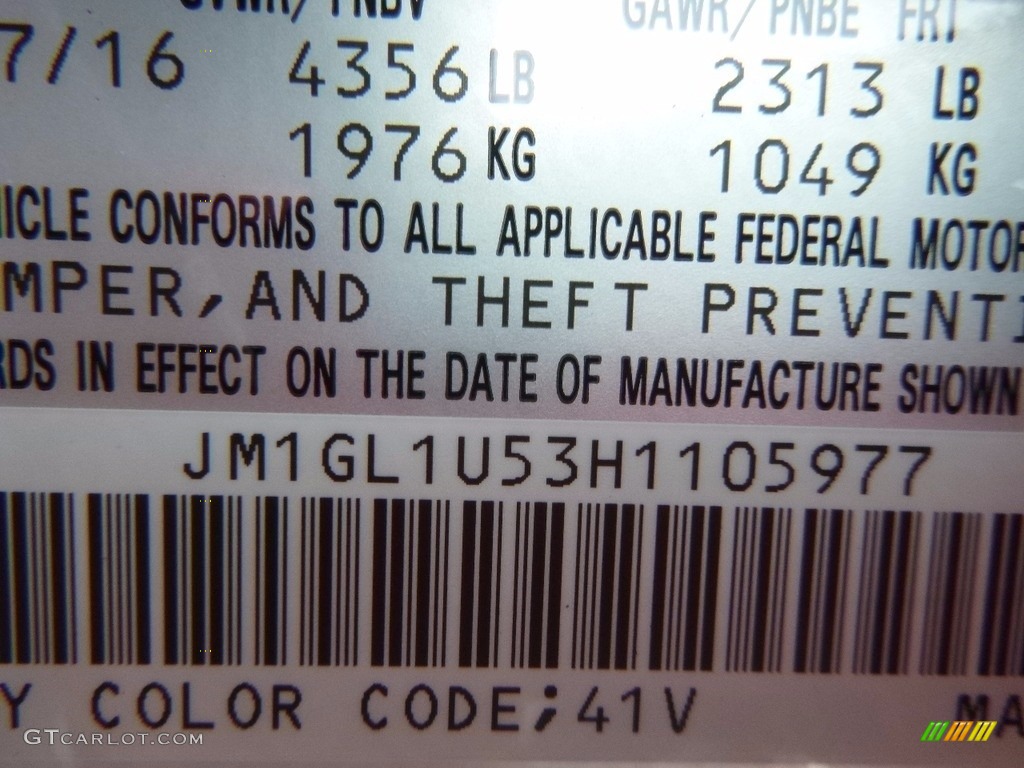 2017 Mazda6 Color Code 41V for Soul Red Metallic Photo #115830357