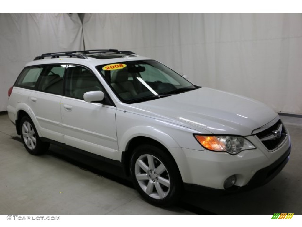 2008 Outback 2.5i Limited Wagon - Satin White Pearl / Warm Ivory photo #1