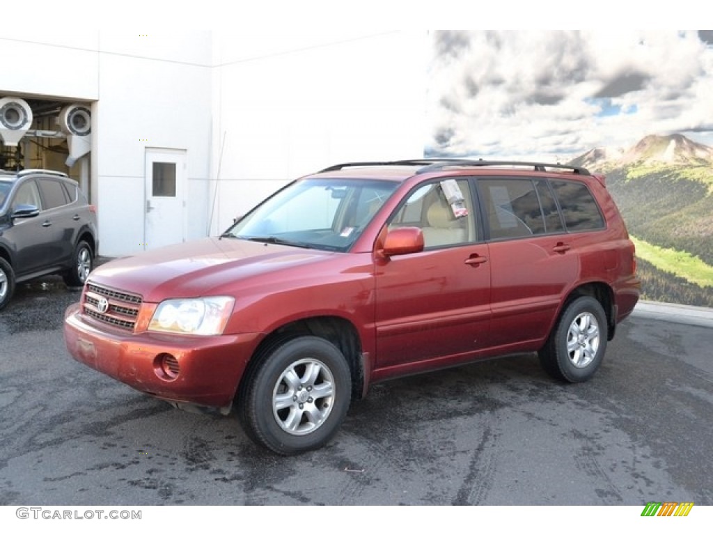 2002 Highlander V6 4WD - Sundown Red Pearl / Gray photo #5