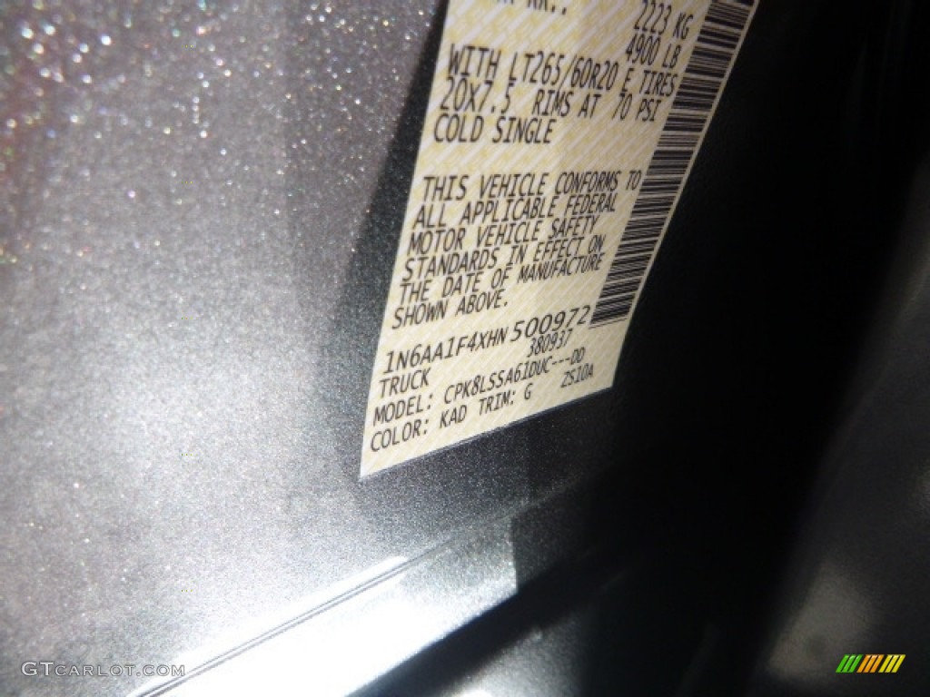 2017 TITAN XD Color Code KAD for Gun Metallic Photo #115849711