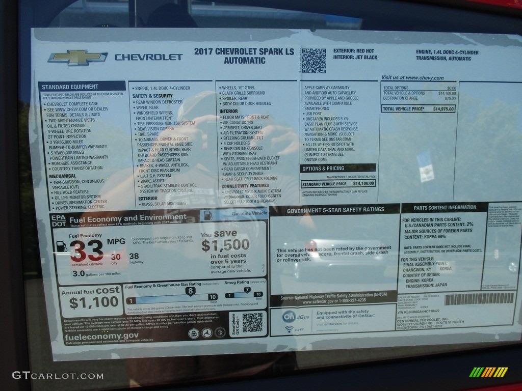 2017 Chevrolet Spark LS Window Sticker Photos