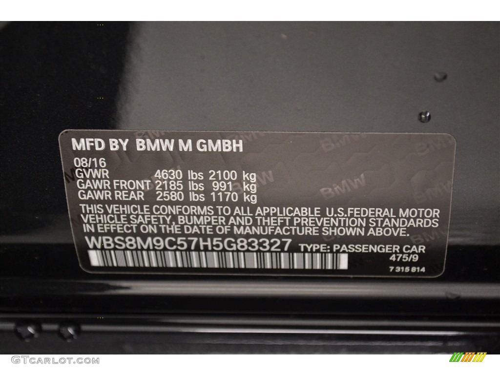2017 M3 Color Code 475 for Black Sapphire Metallic Photo #115870554