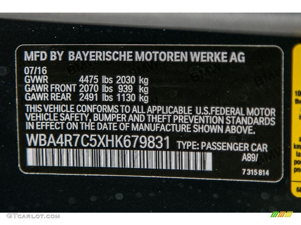 2017 4 Series Color Code A89 for Imperial Blue Metallic Photo #115877634