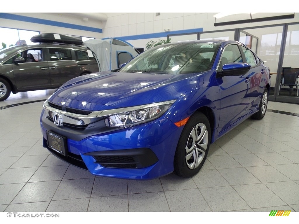 2016 Civic LX Coupe - Aegean Blue Metallic / Black/Gray photo #1