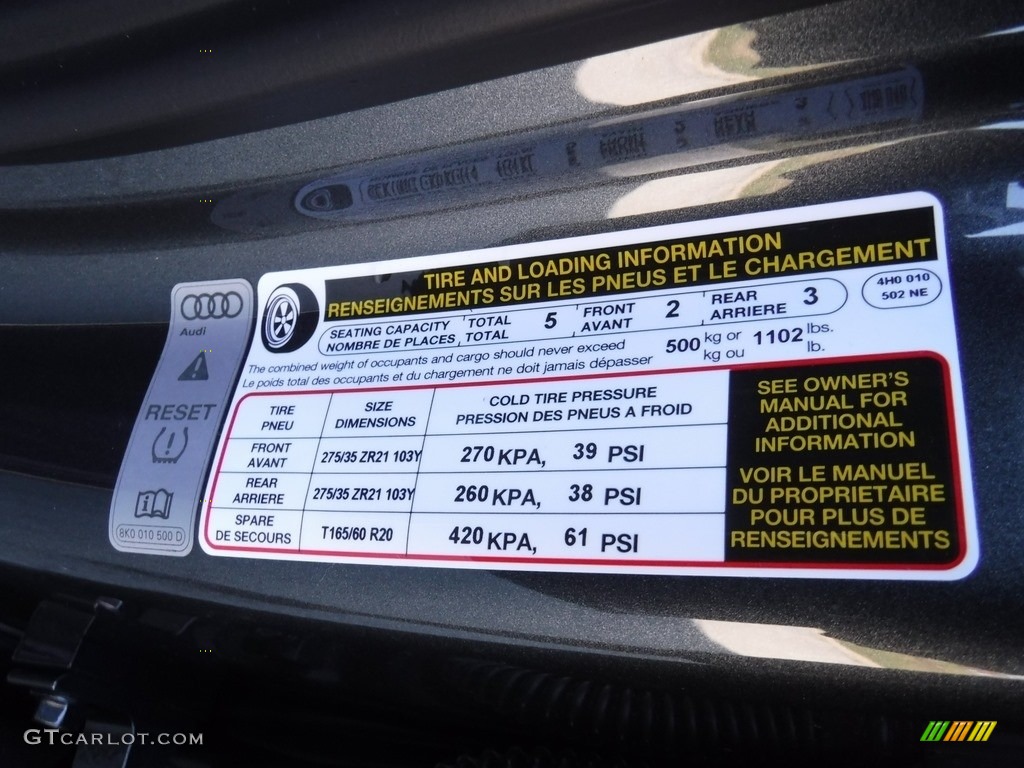 2017 Audi S8 plus 4.0T quattro Info Tag Photos