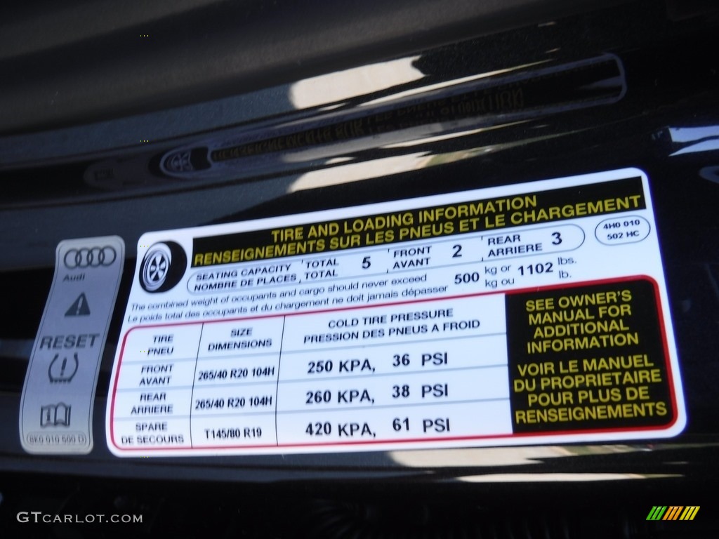 2017 Audi A8 L 3.0T quattro Info Tag Photo #115883580