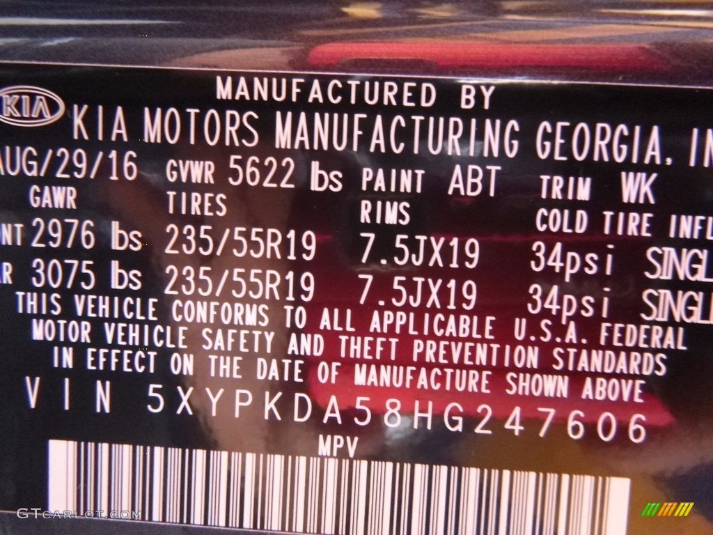 2017 Sorento Color Code ABT for Platinum Graphite Photo #115886766