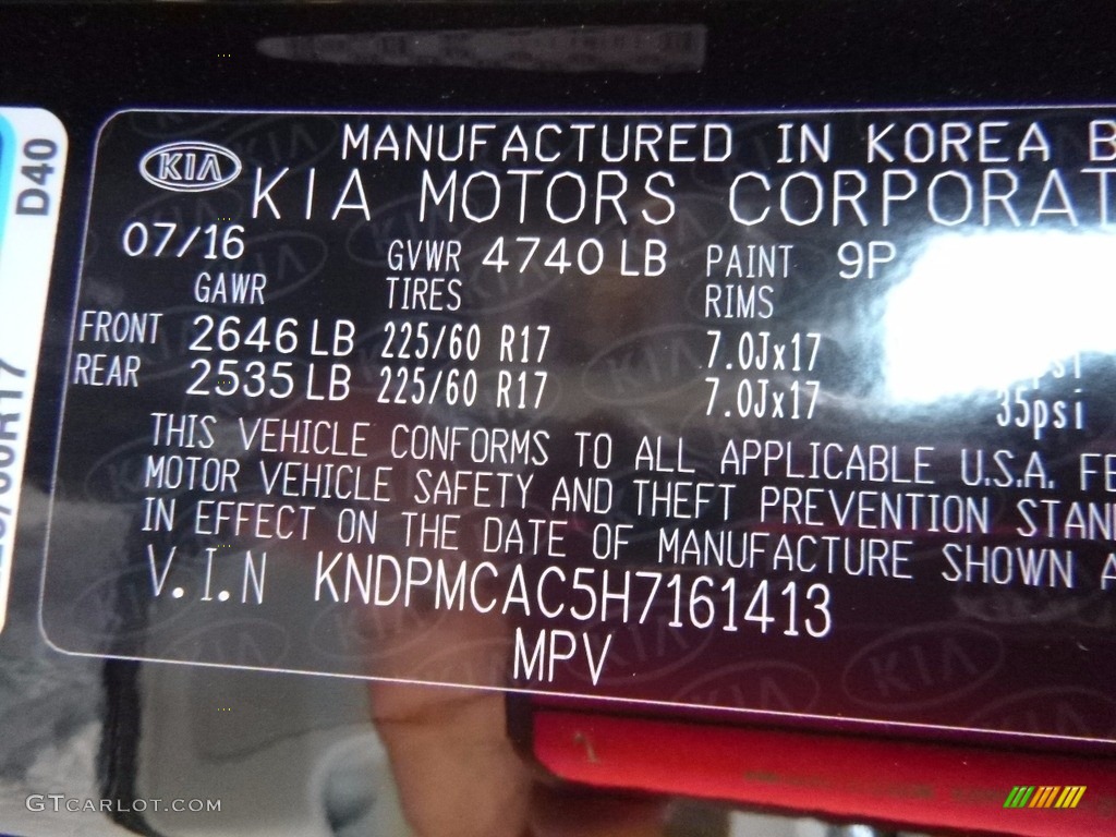 2017 Kia Sportage LX AWD Color Code Photos