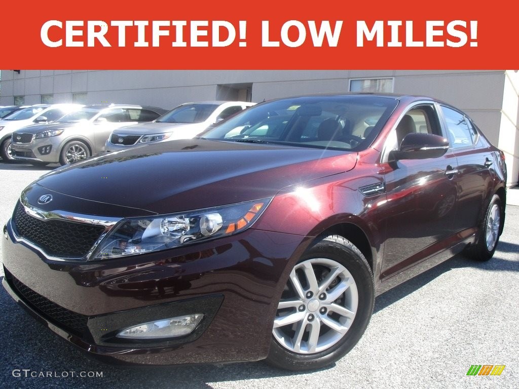 2013 Optima LX - Dark Cherry Pearl Metallic / Beige photo #1