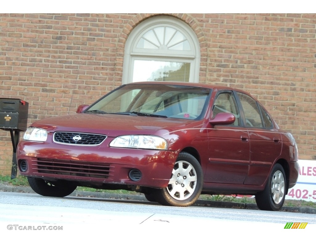 2002 Sentra XE - Inferno Red / Sand Beige photo #1