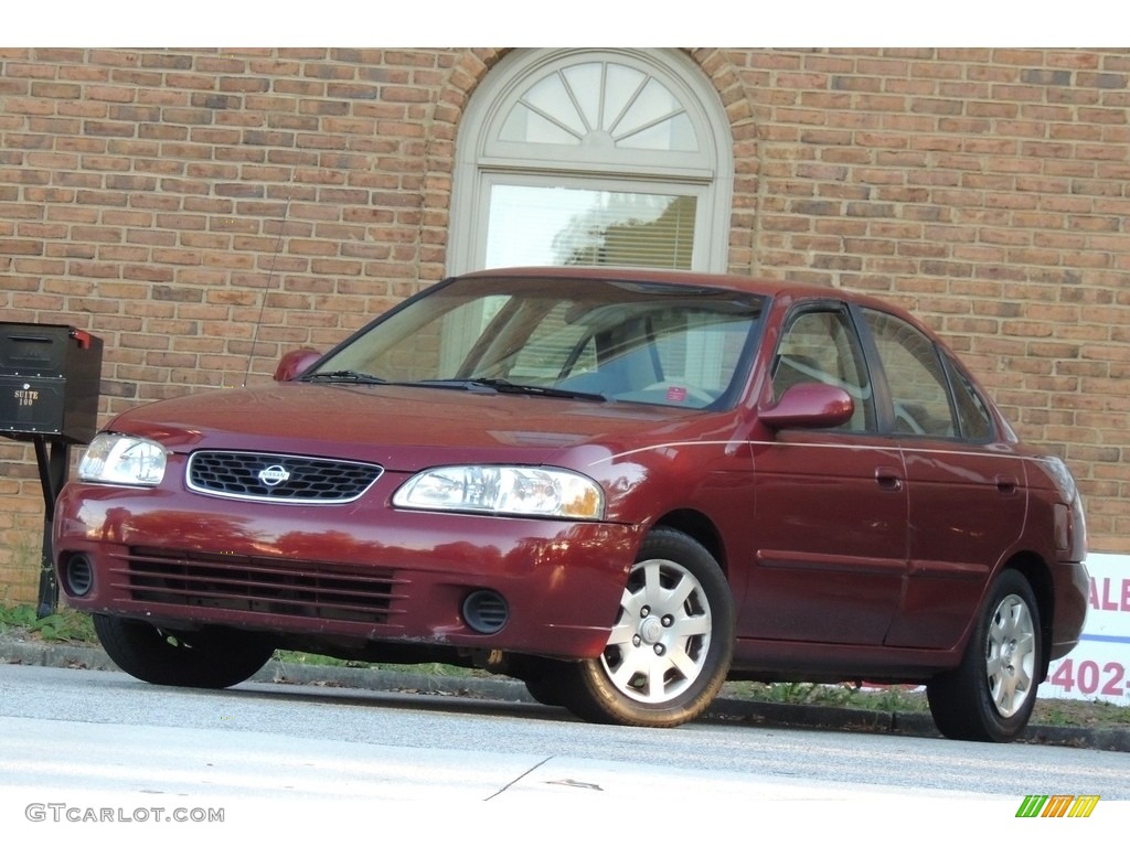 2002 Sentra XE - Inferno Red / Sand Beige photo #2