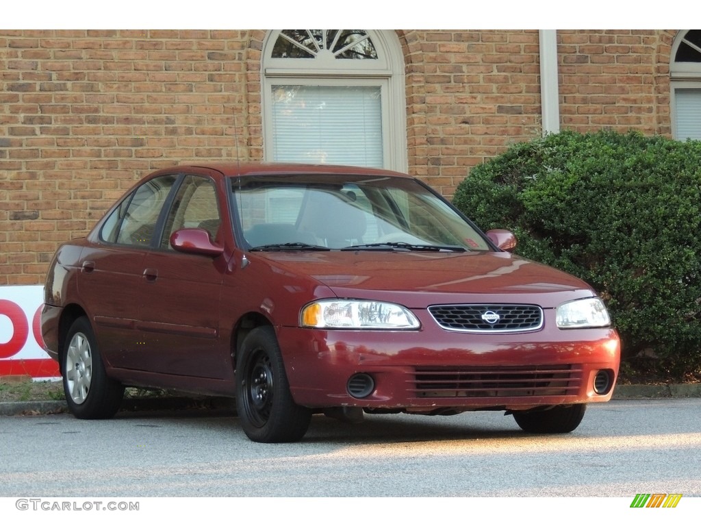 2002 Sentra XE - Inferno Red / Sand Beige photo #15