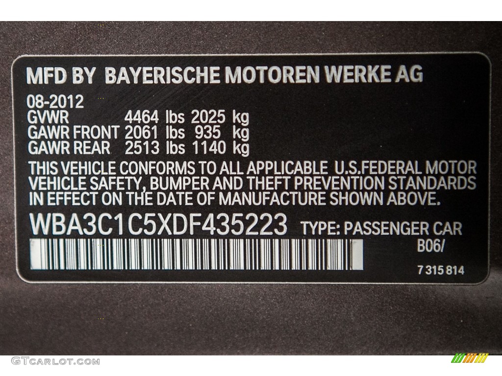 2013 BMW 3 Series 328i Sedan Color Code Photos