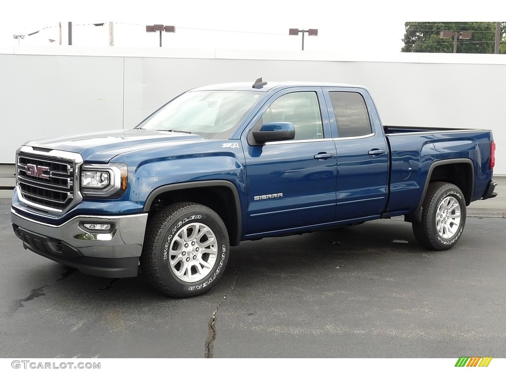 2017 Sierra 1500 SLE Double Cab 4WD - Stone Blue Metallic / Jet Black photo #1