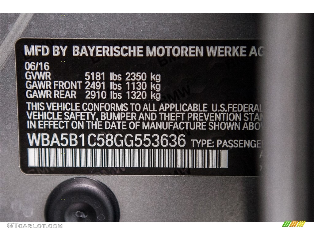 2016 5 Series 535i Sedan - Space Grey Metallic / Black photo #10
