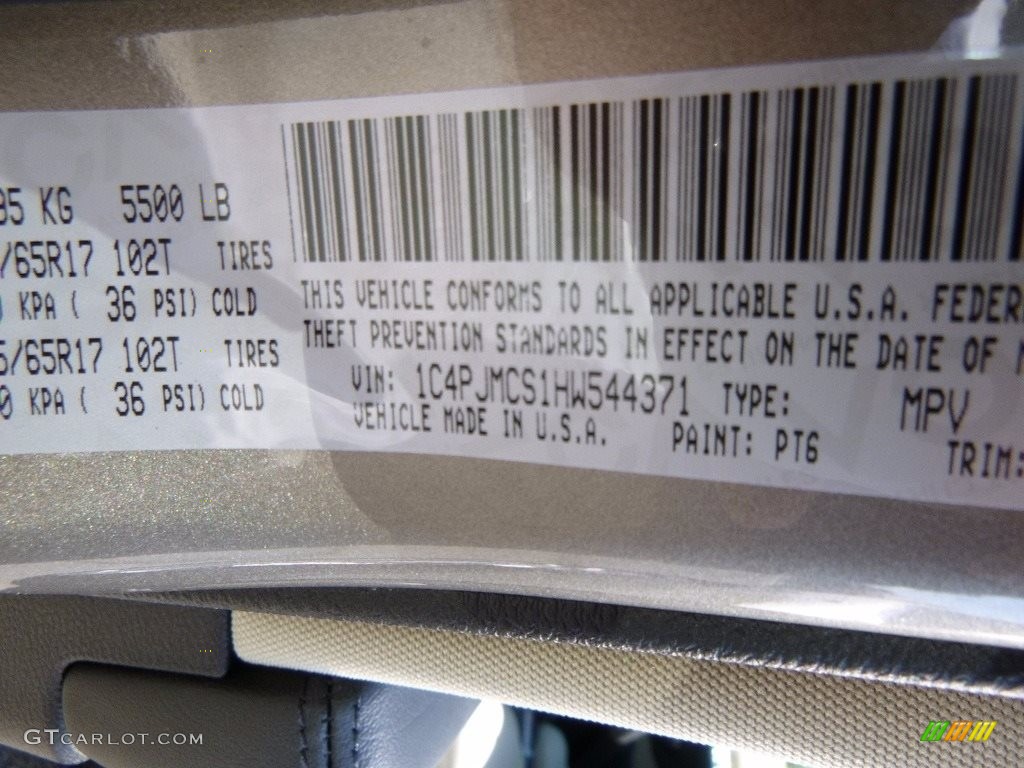 2017 Cherokee Color Code PT6 for Light Brownstone Pearl Photo #115942305