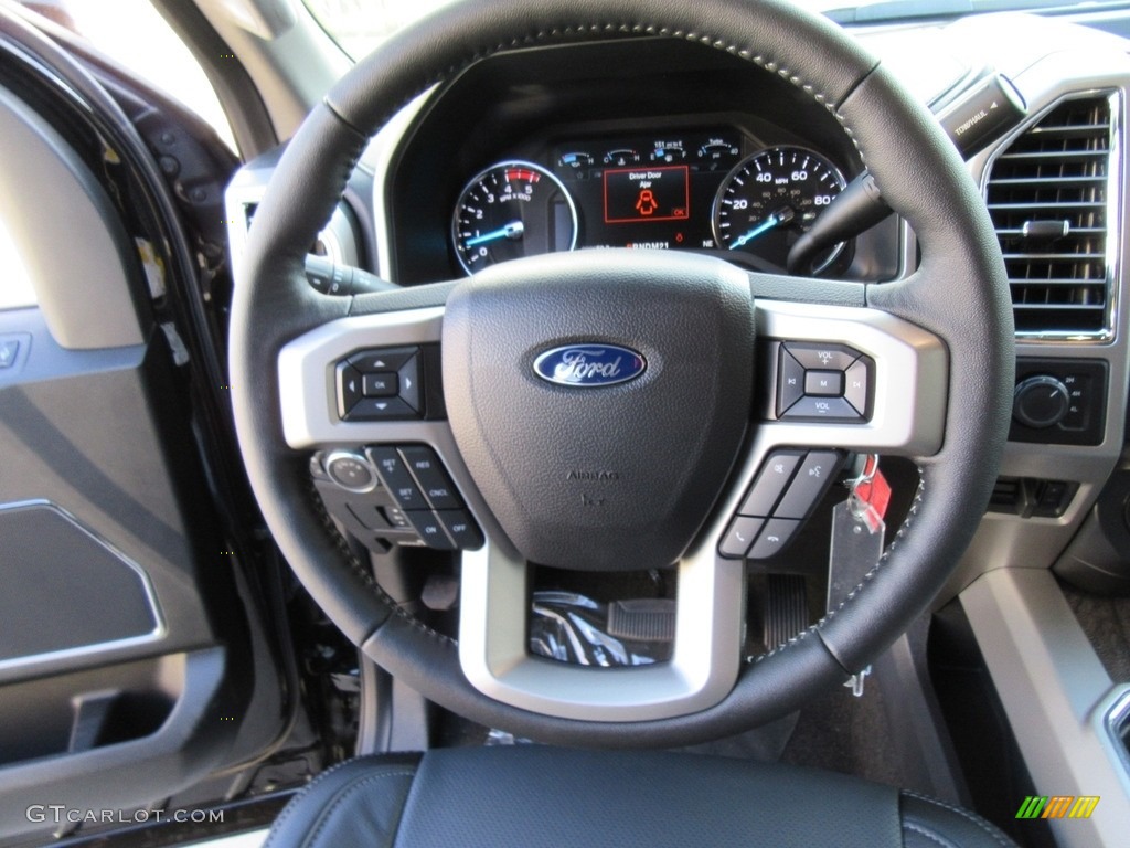 2017 Ford F250 Super Duty Lariat Crew Cab 4x4 Black Steering Wheel Photo #115944156