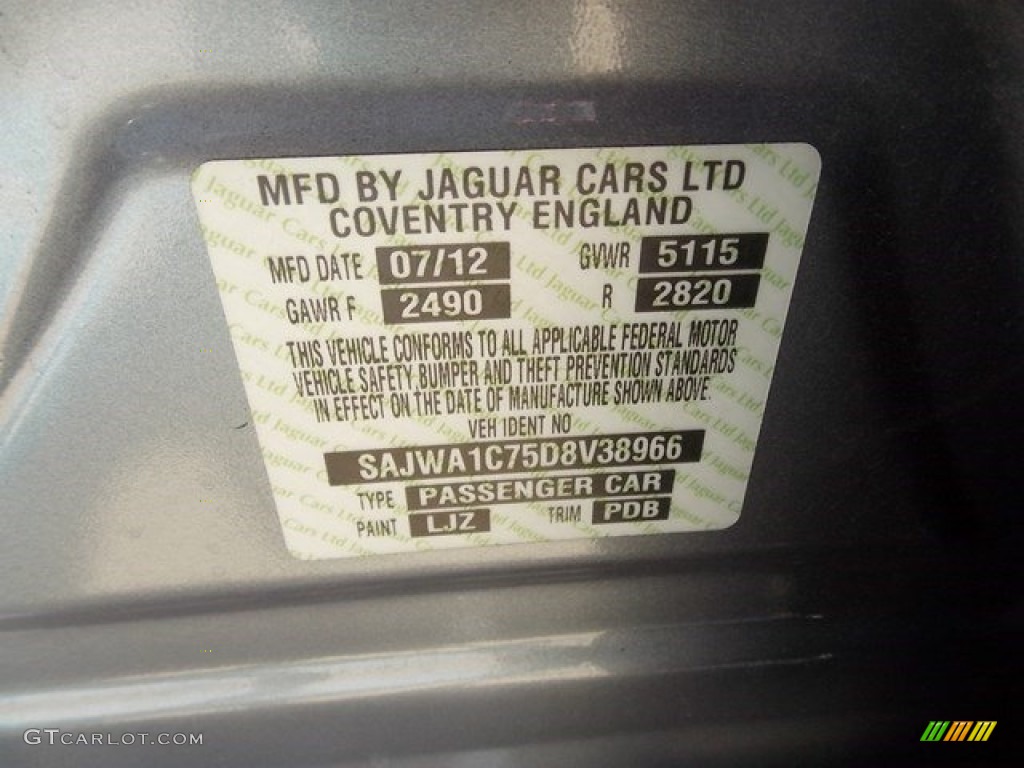 2013 Jaguar XJ XJ Color Code Photos